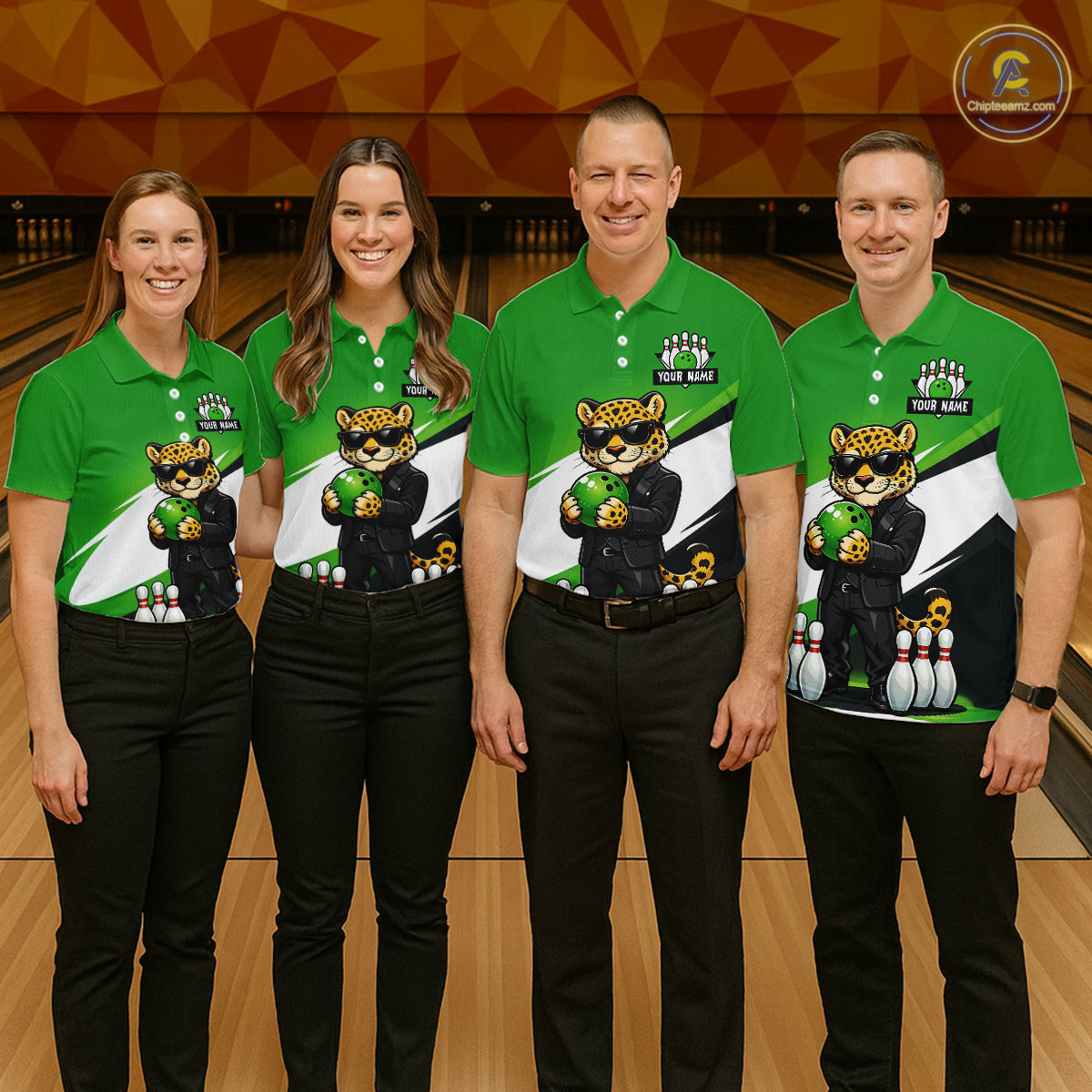 Custom Funny Leopard Bowling Jersey for Women Bowling Team Shirts Bowling League Polo & 1/4 Zip HNT497
