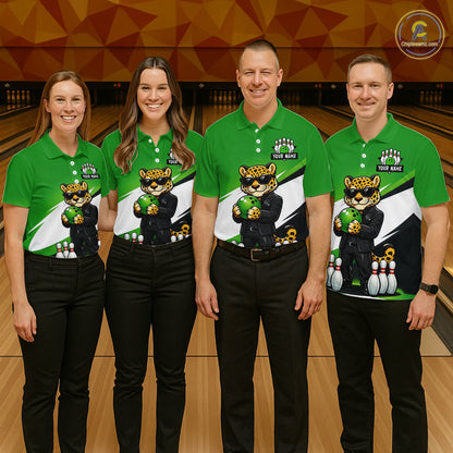 Custom Funny Leopard Bowling Jersey for Women Bowling Team Shirts Bowling League Polo & 1/4 Zip HNT497