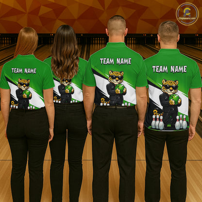 Custom Funny Leopard Bowling Jersey for Women Bowling Team Shirts Bowling League Polo & 1/4 Zip HNT497