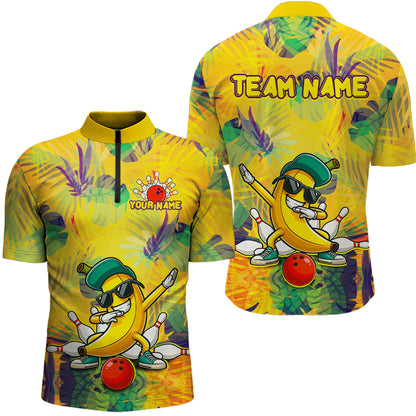 Funny Banana Bowling Shirts Team Men Women Bowling Jerseys Bowling Polo 1/4 Zip MBL213