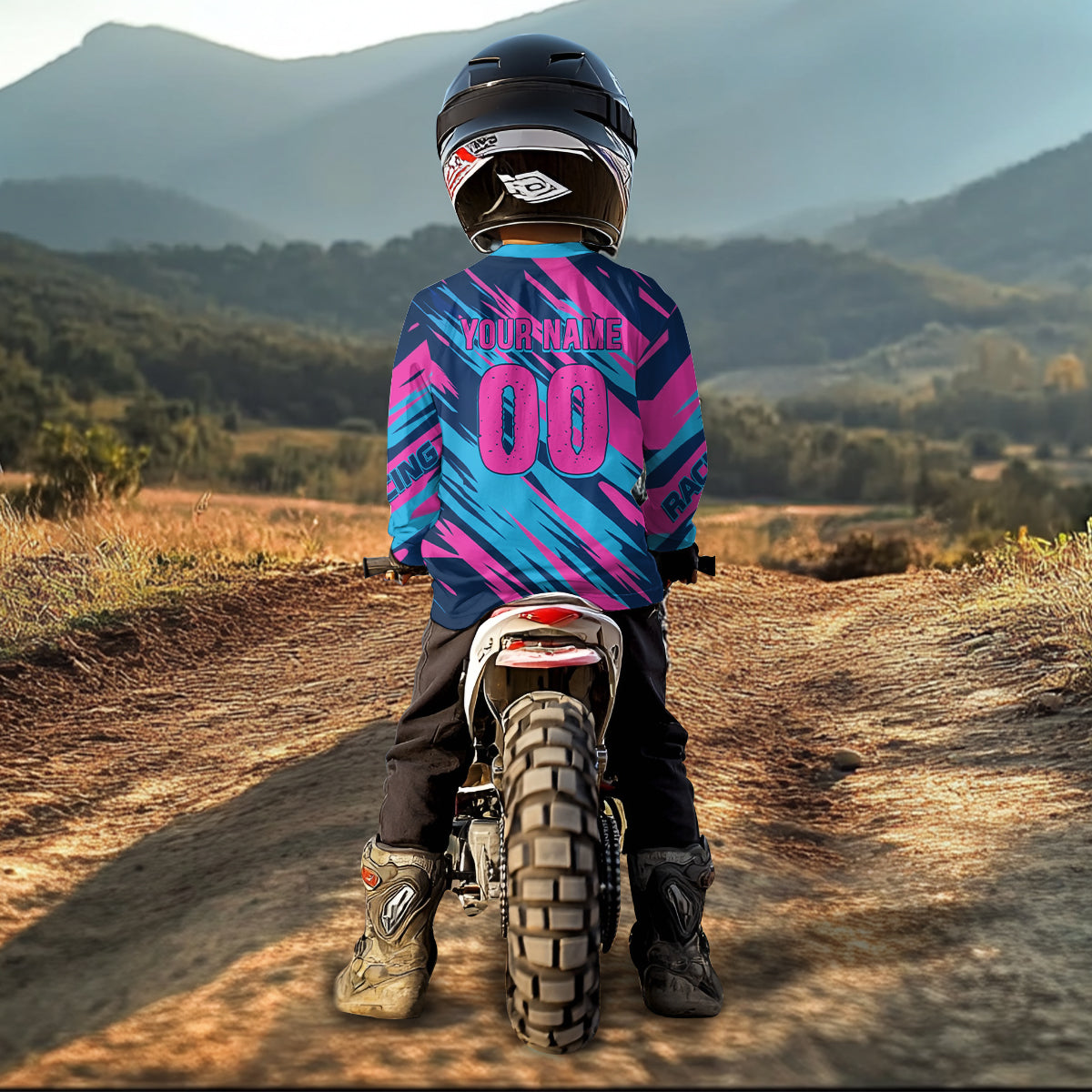 Pink and Blue Motocross Jersey Custom Men Women Kid Dirt Bike Shirts Riding Shirt XM439