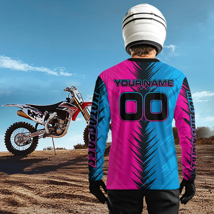 Pink and Blue Custom Motocross Jersey Men Women Kid Dirt Bike Shirts Motorcycle Shirt XM440