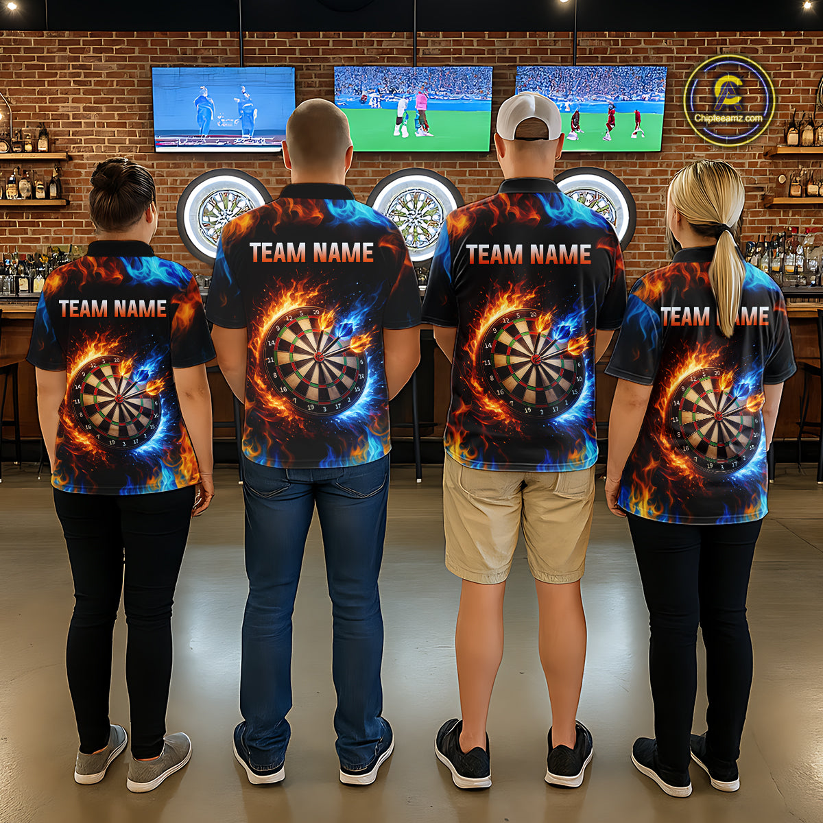 Custom Flame Darts Shirt for Women Darts Team Jerseys Dartboard Shirt Dart League NNT262