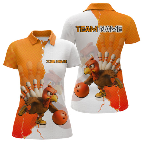 Custom Turkey Bowling Shirts for Women Men Team Orange Bowling Jerseys Thanksgiving MBL178