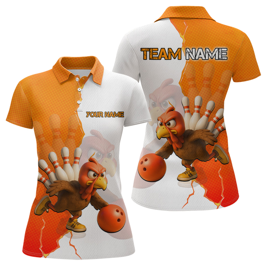 Custom Turkey Bowling Shirts for Women Men Team Orange Bowling Jerseys Thanksgiving MBL178
