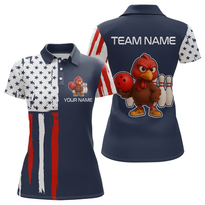 Patriotic Turkey Bowling Shirts for Women Men Team Bowling Jerseys for Thanksgiving MBL179