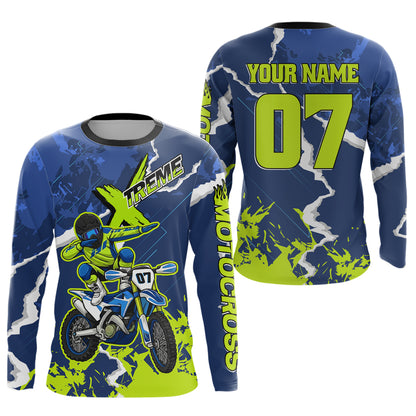 Lightning Motocross Jersey Custom Blue Dirt Bike Shirts Men Kid Women Off Road Jersey XM408