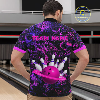 Purple Custom Bowling Shirts for Women Men Team Bowling Jersey Polo & 1/4 Zip Shirt MBL222