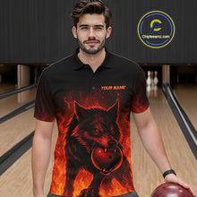 Load image into Gallery viewer, Flame Wolf Bowling Shirts for Team Women Men Custom Wolf Bowling Polo &amp; Quarter Zip MBL195