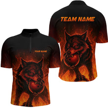 Load image into Gallery viewer, Flame Wolf Bowling Shirts for Team Women Men Custom Wolf Bowling Polo &amp; Quarter Zip MBL195