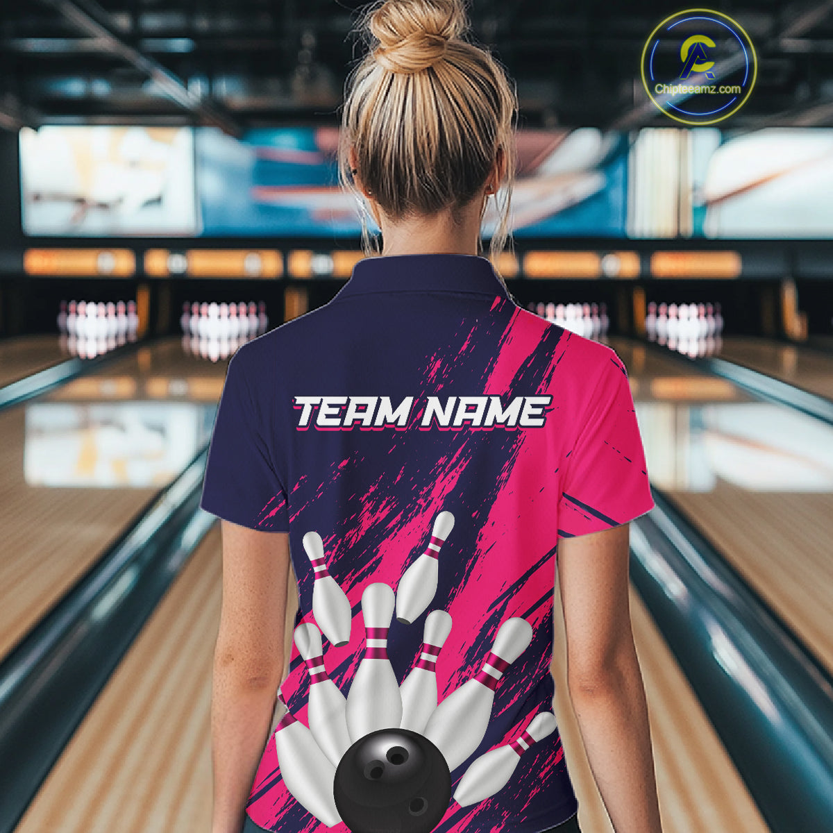 Custom Pink and Blue Bowling Shirts for Team Women Men Bowling Polo & 1/4 Zip MBL232