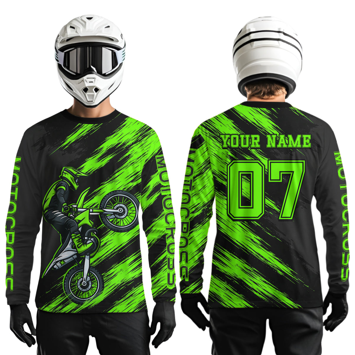 Green Motocross Jersey Men Kid Women Dirt Bike Jersey Custom Motorcycle Riding Shirt XM483