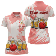 Load image into Gallery viewer, Beer Bowling Shirts Coral Pink for Team Women Men Custom Bowling Polo &amp; 1/4 Zip Shirt MBL245
