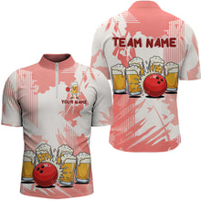 Load image into Gallery viewer, Beer Bowling Shirts Coral Pink for Team Women Men Custom Bowling Polo &amp; 1/4 Zip Shirt MBL245
