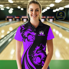 Load image into Gallery viewer, Purple Wolf Bowling Shirts for Team Men Women Custom Wolf Bowling Jerseys for Couples MBL197