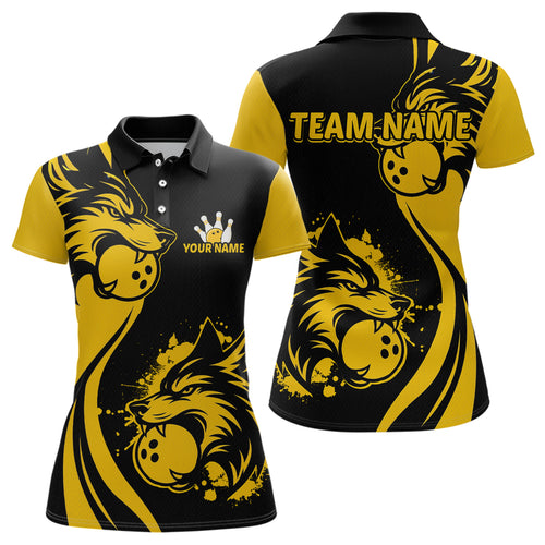 Yellow Wolf Bowling Shirts for Team Men Women Custom Wolf Bowling Jerseys for Couples MBL197