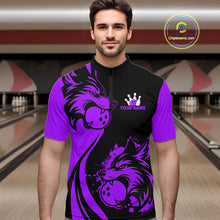 Load image into Gallery viewer, Purple Wolf Bowling Shirts for Team Men Women Custom Wolf Bowling Jerseys for Couples MBL197