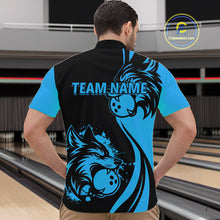 Load image into Gallery viewer, Blue Wolf Bowling Shirts for Team Men Women Custom Wolf Bowling Jerseys for Couples MBL197