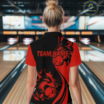 Red Wolf Bowling Shirts for Team Men Women Custom Wolf Bowling Jerseys for Couples MBL197