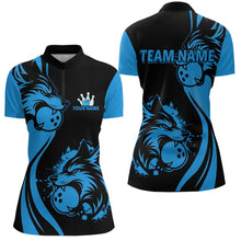 Load image into Gallery viewer, Blue Wolf Bowling Shirts for Team Men Women Custom Wolf Bowling Jerseys for Couples MBL197
