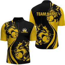 Load image into Gallery viewer, Yellow Wolf Bowling Shirts for Team Men Women Custom Wolf Bowling Jerseys for Couples MBL197
