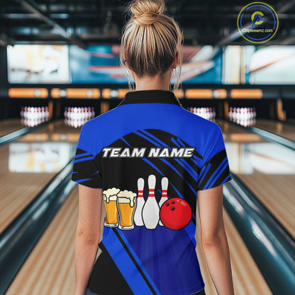 Funny Beer Bowling Shirts Blue Bowling Jersey for Team Women Men Bowl League MBL261