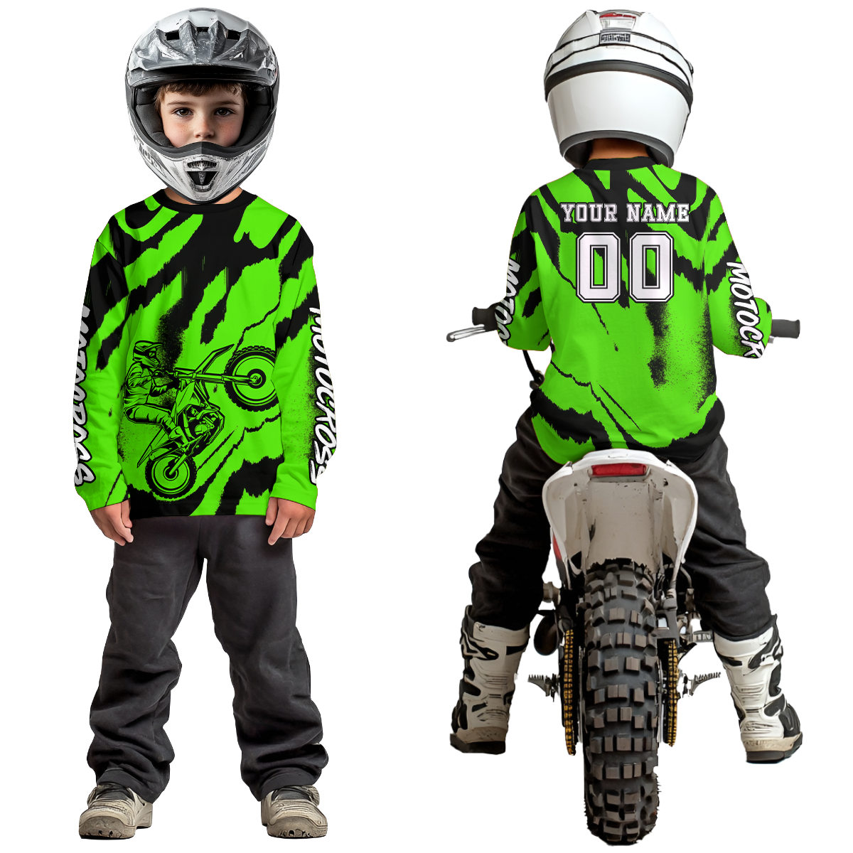 Green Motocross Jersey for Kid Women Men Custom Dirt Bike Shirts Moto Racing Shirt XM428