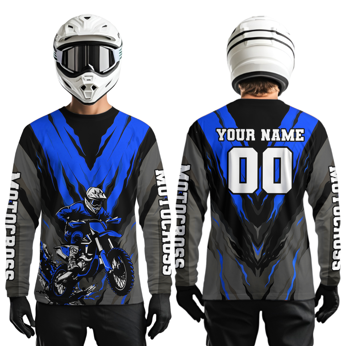 Custom Blue Motocross Racing Jersey for Men Women Kid Dirt Bike Shirts Riding Shirt XM443