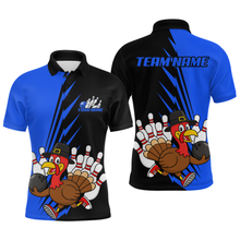 Load image into Gallery viewer, Blue Turkey Bowling Shirts for Women Men Team Custom Bowling Jerseys Thanksgiving MBL180