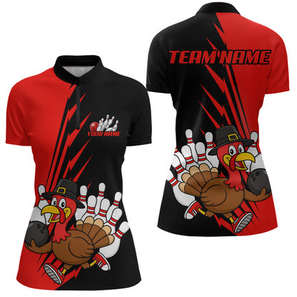 Red Turkey Bowling Shirts for Women Men Team Custom Bowling Jerseys Thanksgiving MBL180