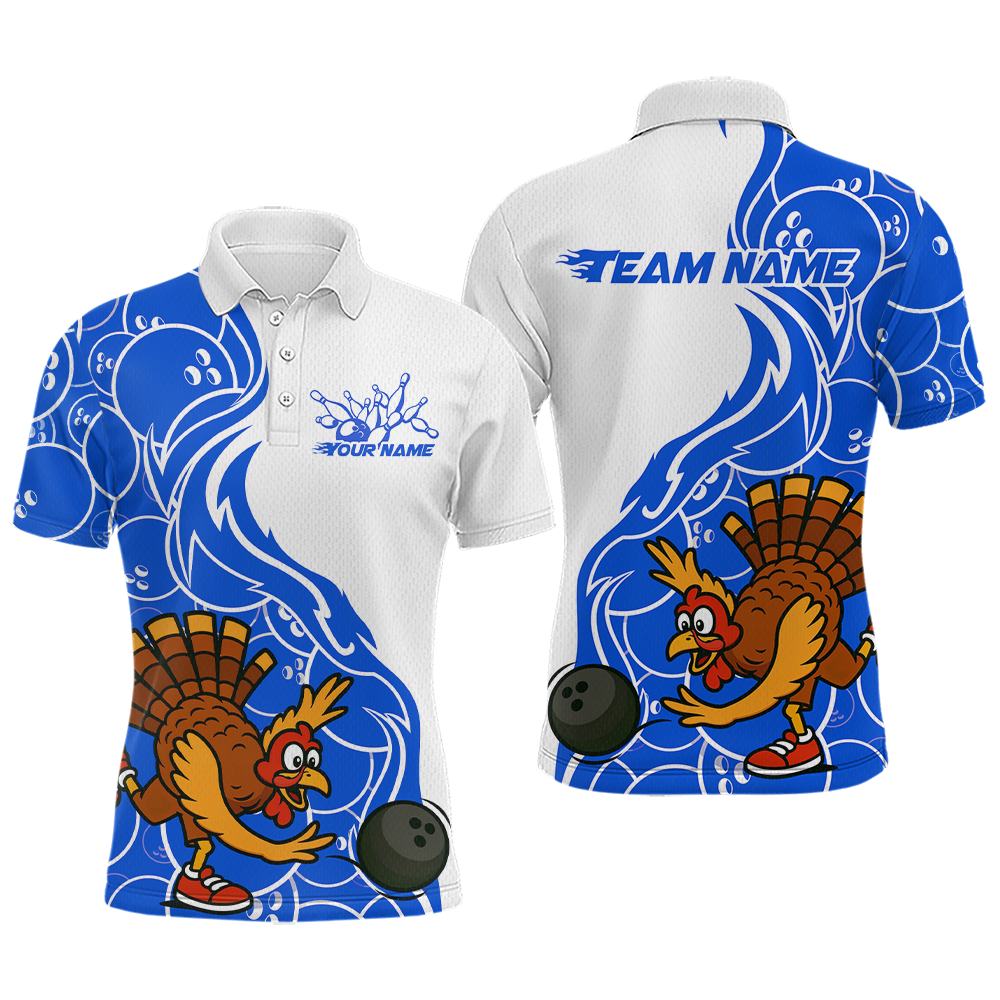 Custom Blue Turkey Bowling Shirts for Women Men Team Bowling Jerseys Thanksgiving MBL181