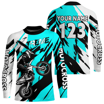 Custom Turquoise Motocross Racing Jersey Custom Women Kid Men Dirt Bike Off road Shirt XM472