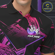 Load image into Gallery viewer, Purple Custom Bowling Shirts for Women Men Team Bowling Jersey Polo&amp;1/4 Zip Shirt MBL223