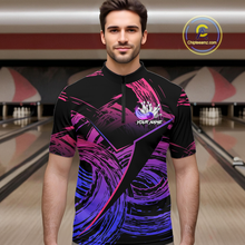 Load image into Gallery viewer, Purple Custom Bowling Shirts for Women Men Team Bowling Jersey Polo&amp;1/4 Zip Shirt MBL223