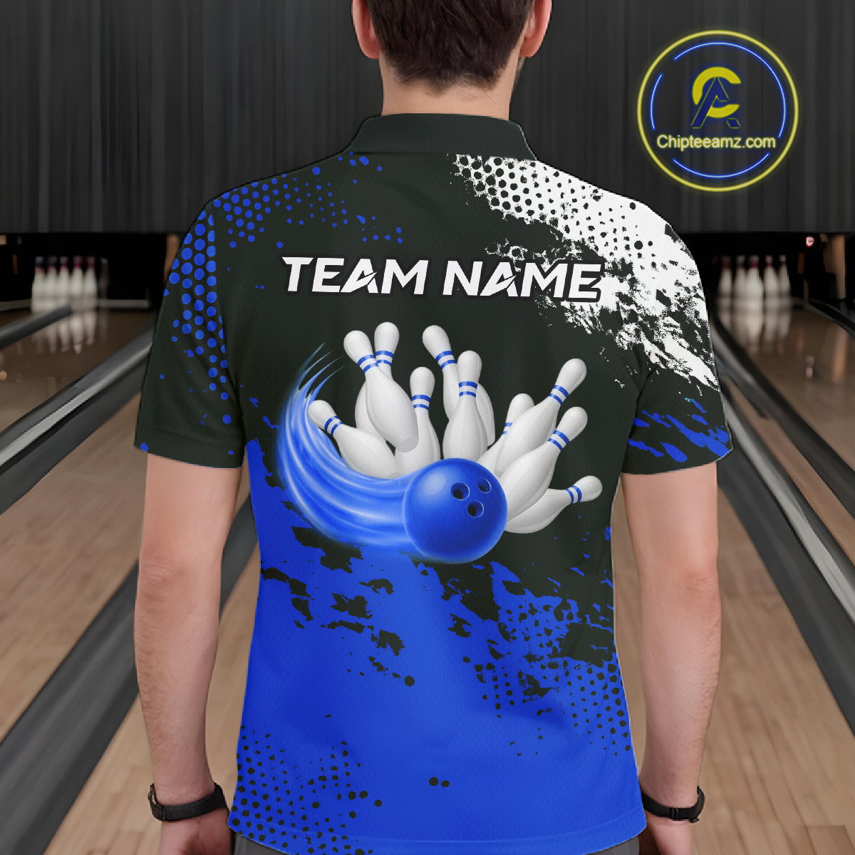 Blue Custom Bowling Shirts for Women Men Bowling Jersey Polo&1/4 Zip Shirt for Team MBL224