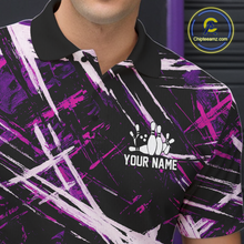 Load image into Gallery viewer, Custom Purple Bowling Shirts for Team Women Men Bowling Polo and 1/4 Zip Shirt MBL228