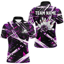 Load image into Gallery viewer, Custom Purple Bowling Shirts for Team Women Men Bowling Polo and 1/4 Zip Shirt MBL228