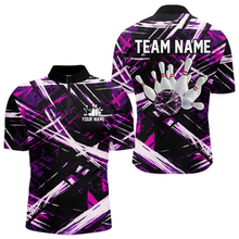 Load image into Gallery viewer, Custom Purple Bowling Shirts for Team Women Men Bowling Polo and 1/4 Zip Shirt MBL228