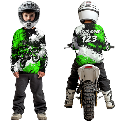 Custom Green Motocross Jersey for Kid Adult Dirt Bike Shirts Men Women Riding Shirt XM491