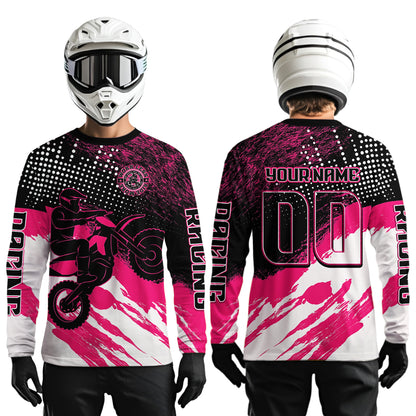 Custom Pink Motocross Racing Jersey for Men Women Kid Dirt Bike Shirts Riding Shirt XM445