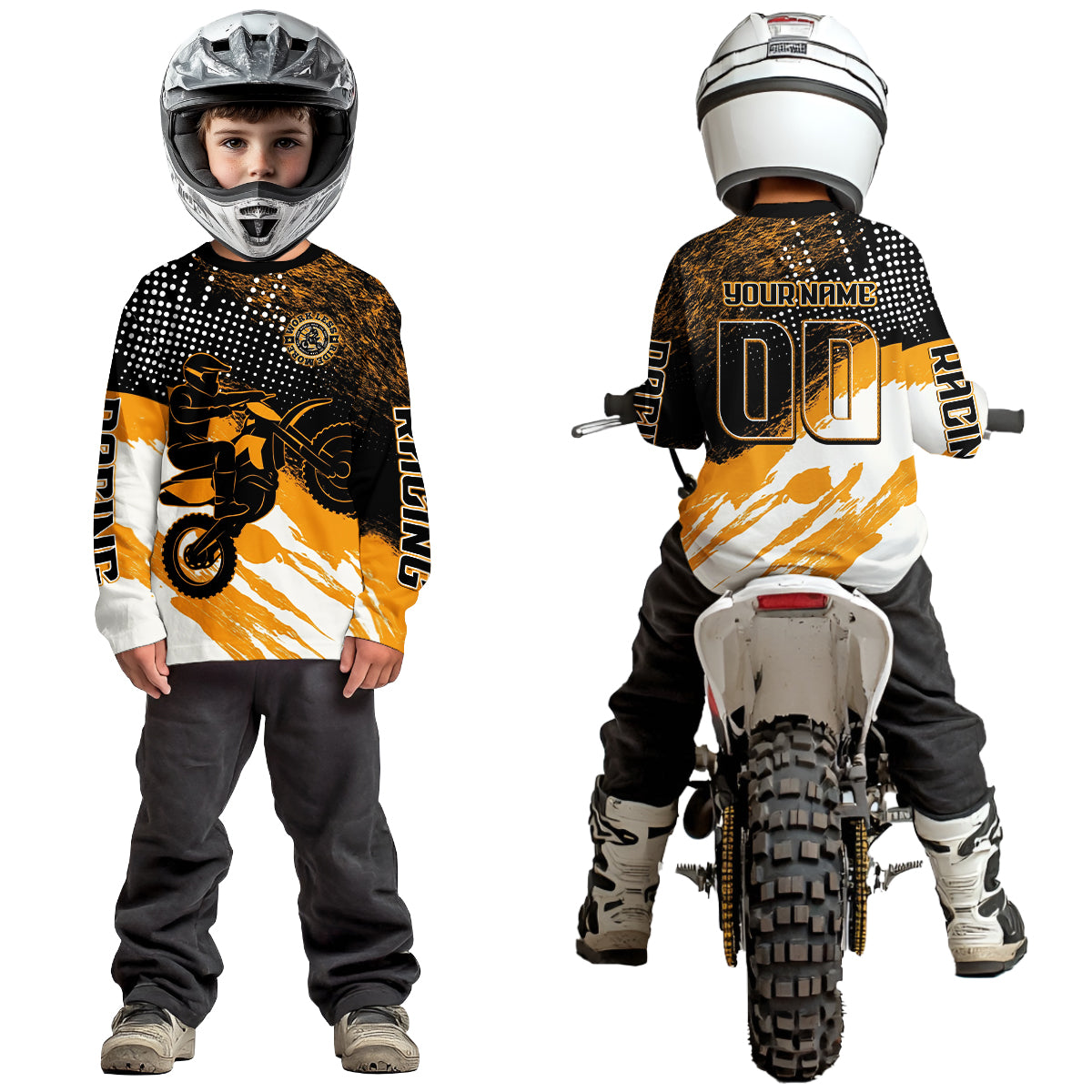 Custom Orange Motocross Racing Jersey for Men Women Kid Dirt Bike Shirts Riding Shirt XM445