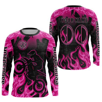 Pink Flaming Motocross Racing Jersey Men Women Kid Dirt Bike Shirts Motorcycle Shirt XM447