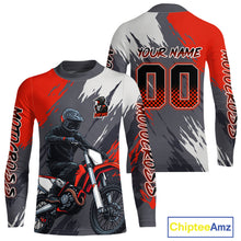 Load image into Gallery viewer, Red and Grey Custom Motocross Jersey Men Women Kid Dirt Bike Shirts Motorcycle Shirt XM459