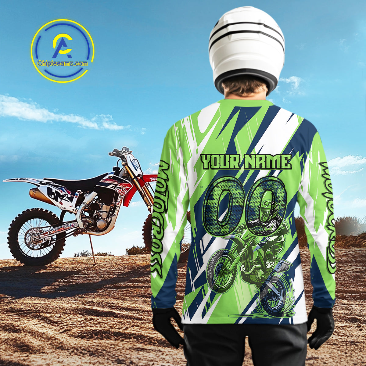 Green Motocross Jersey for Men Women Kid Dirt Bike Shirts Custom Off road Riding Shirt XM466