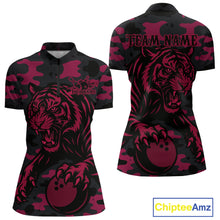 Load image into Gallery viewer, Camo Pink Tiger Bowling Shirts for Team Women Men Custom Bowling Polo &amp; 1/4 Zip Shirt MBL186