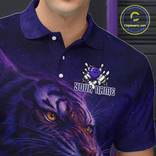 Load image into Gallery viewer, Purple Tiger Bowling Shirts for Team Men Women Custom Bowling Jersey Polo &amp; 1/4 Zip Shirt MBL189