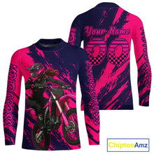 Load image into Gallery viewer, Blue and Pink Motocross Jersey Men Kid Women Dirt Bike Jersey Motorcycle Riding Shirt XM482
