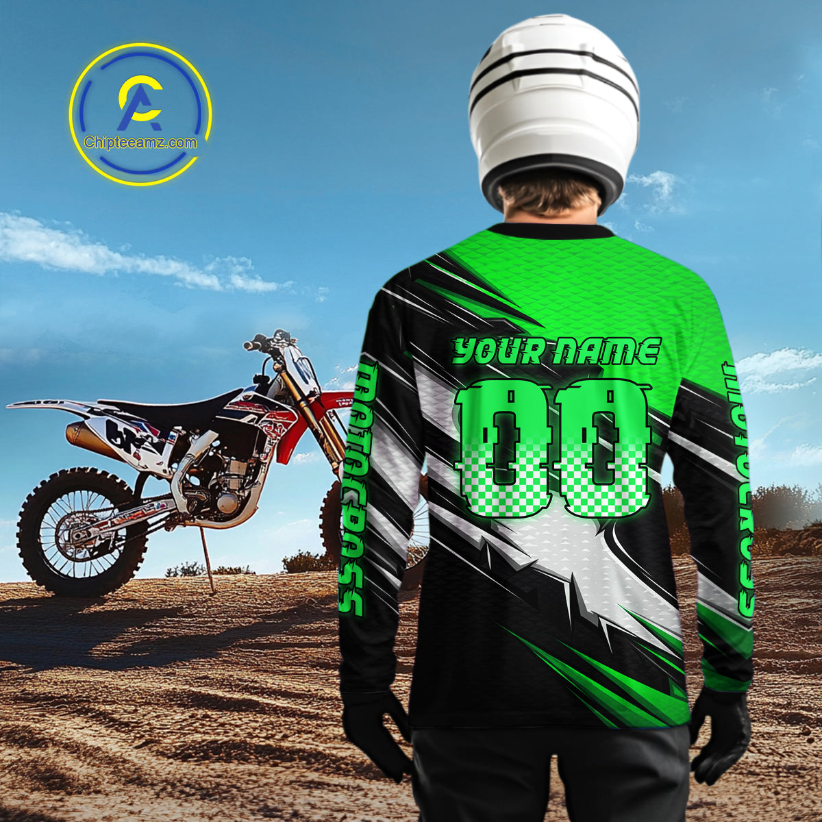 Custom Green Motocross Jersey Men Kid Women Dirt Bike Jersey Motorcycle Riding Shirt XM486