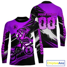 Load image into Gallery viewer, Custom Purple Motocross Jersey Men Kid Women Dirt Bike Jersey Motorcycle Riding Shirt XM486