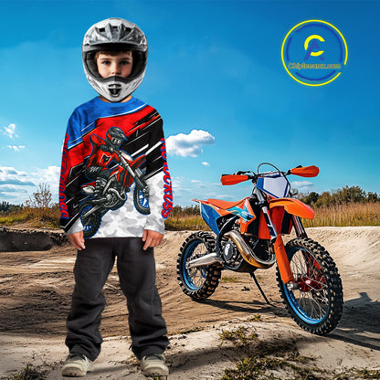 Blue and Red Motocross Jersey Custom Dirt Bike Shirts Men Kid Women Riding Shirt XM489